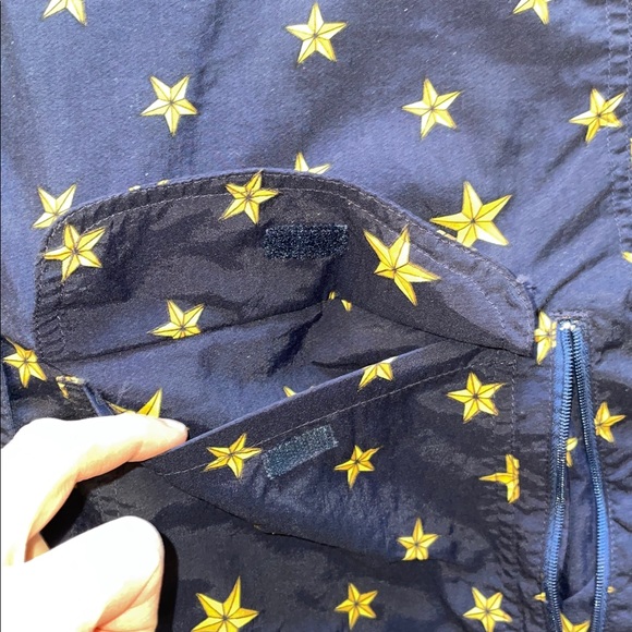 Vintage 90’s Liz Sport Star Pattern Navy Blue Cropped Jacket Size Small - Picture 7 of 14